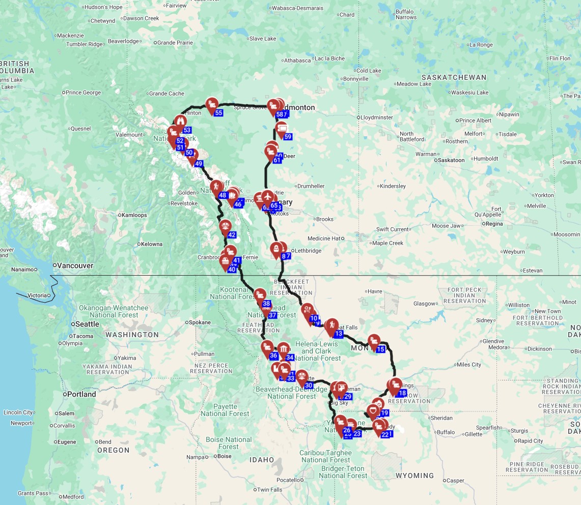 Motorhome trip from Calgary to the  Rocky Mountains